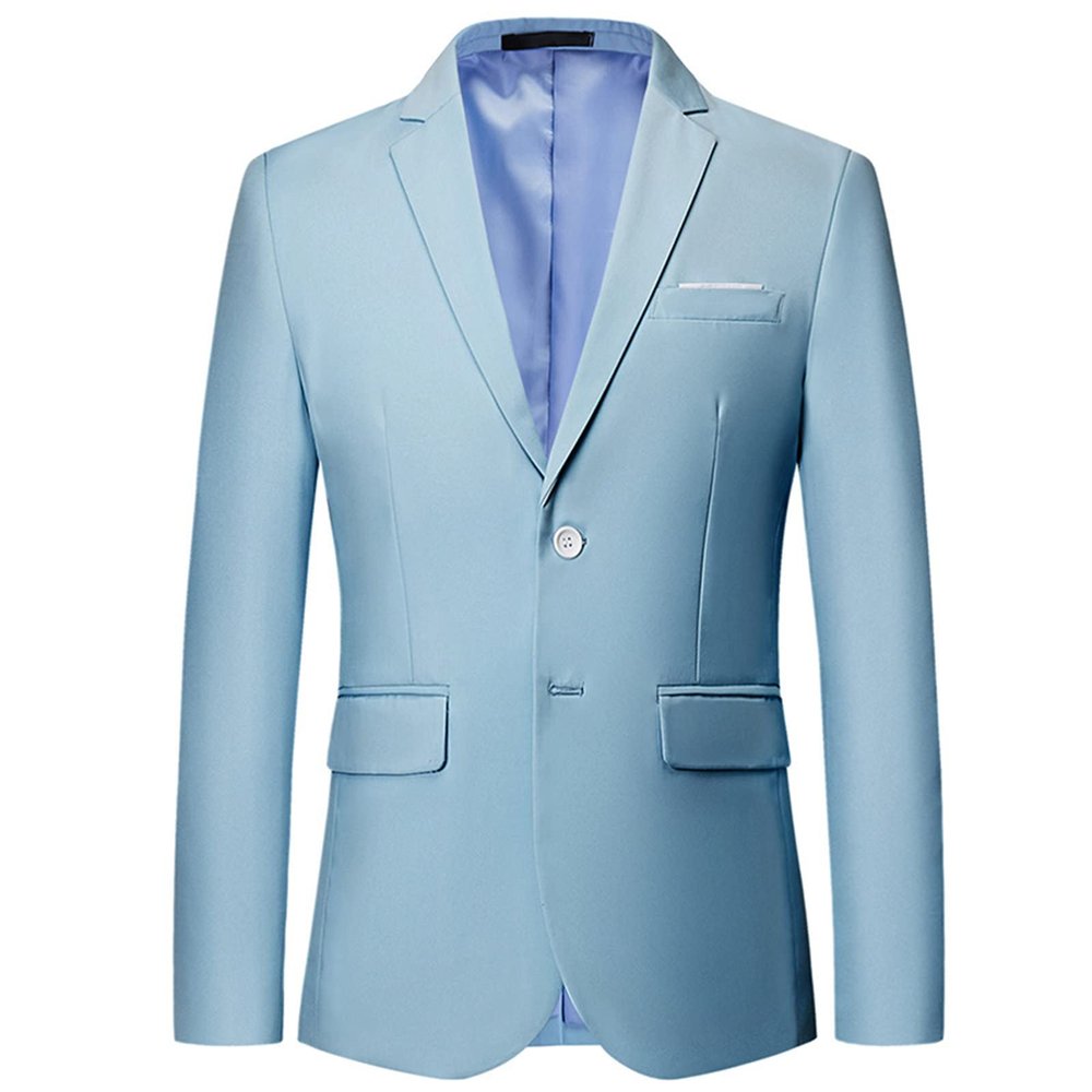 Mens Solid Slim Fit Blazer Jacket Two Button Notched Lapel Business Suit Classic Business Daily Party Sport Coat (Light Blue,X-Large)