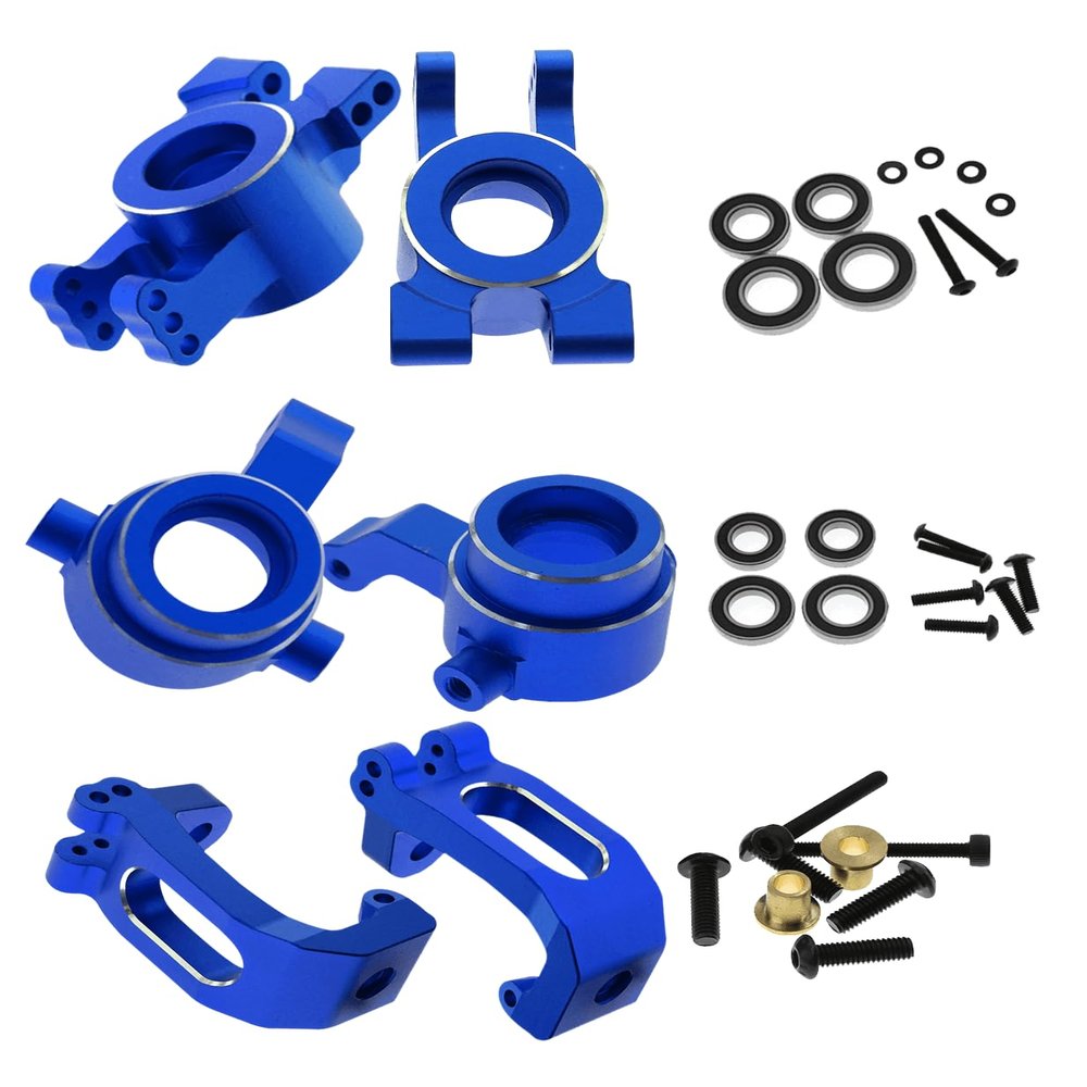 Rcarmumb Upgrades Part for 1/8 Sledge 4WD, Alloy Caster Block & Steering Blocks & Rear Stub Axle Carriers Hops up for Sledge 4WD Monster Truck #95076-4,Replace #9537,#9532,#9552,Navy Blue