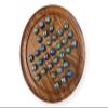 30cm Diameter Wooden Solitaire Board Game with Juniper Speckled Blue Green Glass Marbles | |Classic Wooden Solitaire Game | Strategy Board Game | Family Board Game | Games for one | Board Games view 1