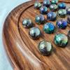 30cm Diameter Wooden Solitaire Board Game with Juniper Speckled Blue Green Glass Marbles | |Classic Wooden Solitaire Game | Strategy Board Game | Family Board Game | Games for one | Board Games view 4