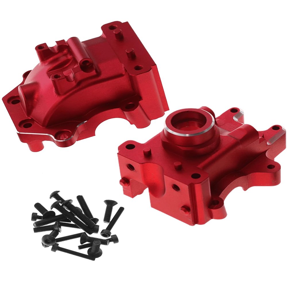 Rcarmumb Gear Box Upgrades Part for 1/8 Sledge 4WD,Aluminum Front Rear Universal Gear Box Housing, RC Alloy Gearbox Hops up for Sledge Monster Truck RC Car #95076-4,Replace #9529, Red 1 Set