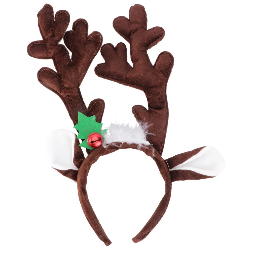 FOMIYES Reindeer Antlers Headband, Christmas Deer Antlers Hair Hoop with Bells, Elk Antler Headwear for Christmas Easter Birthday Costume Party (Coffee)