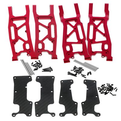 Rcarmumb Suspension Arms Upgrades Part for 1/8 Sledge 4WD #95076-4, 4pcs Aluminum Front Rear Swing Arm Hops Up w/Carbon Fibre Dust-Proof Protection Plate,Red