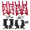 Rcarmumb Suspension Arms Upgrades Part for 1/8 Sledge 4WD #95076-4, 4pcs Aluminum Front Rear Swing Arm Hops Up w/Carbon Fibre Dust-Proof Protection Plate,Red view 1