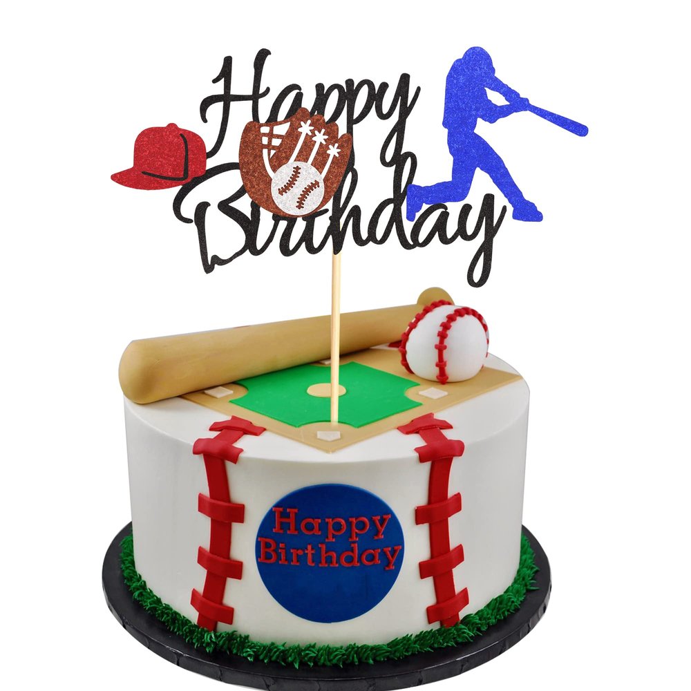 Arthsdite Baseball Theme Cake Topper - Sports Happy Birthday Player Cake Decoration for Sports Party Theme Decoration Supplies