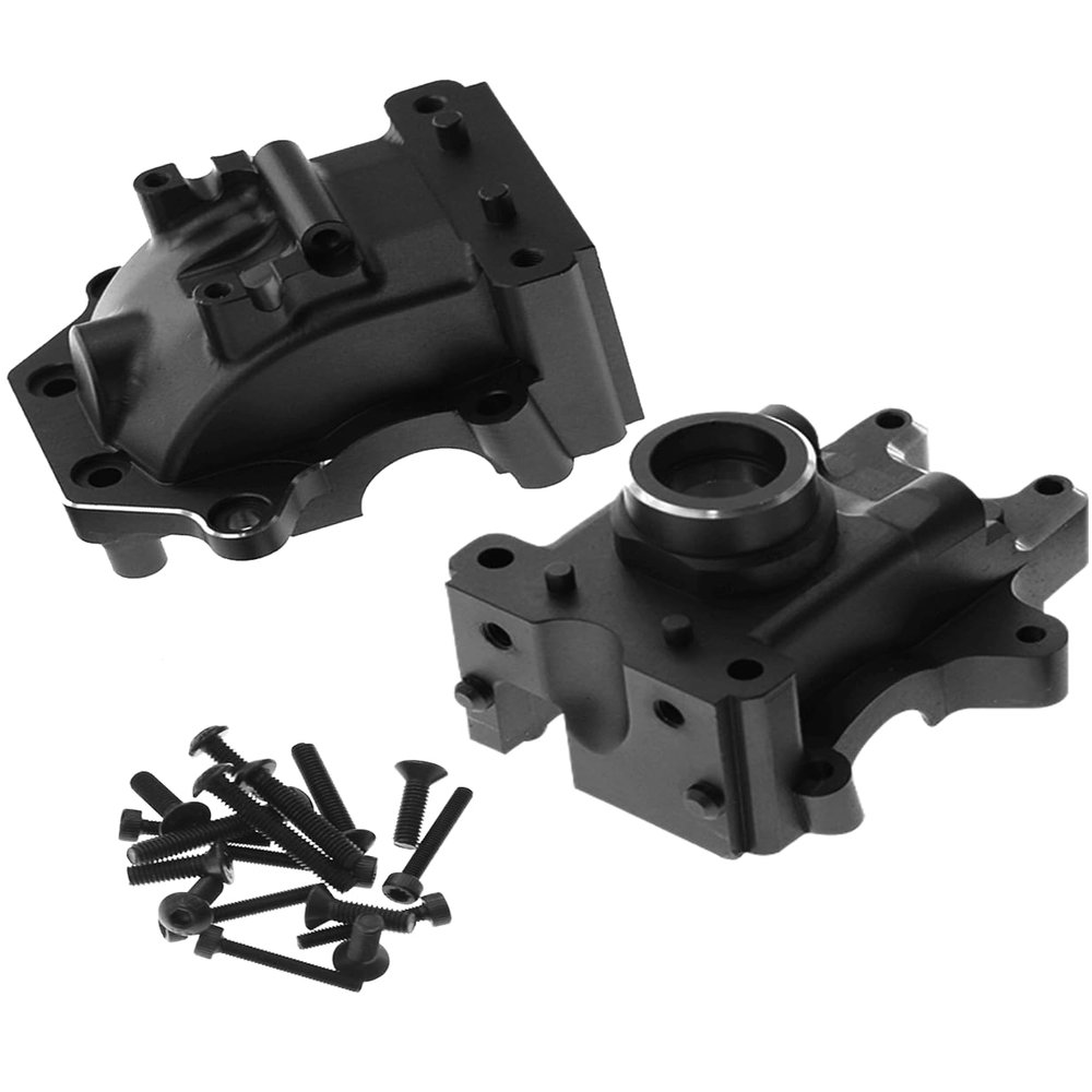 Rcarmumb Gear Box Upgrades Part for 1/8 Sledge 4WD,Aluminum Front Rear Universal Gear Box Housing, RC Alloy Gearbox Hops up for Sledge Monster Truck RC Car #95076-4,Replace #9529, Black1 Set