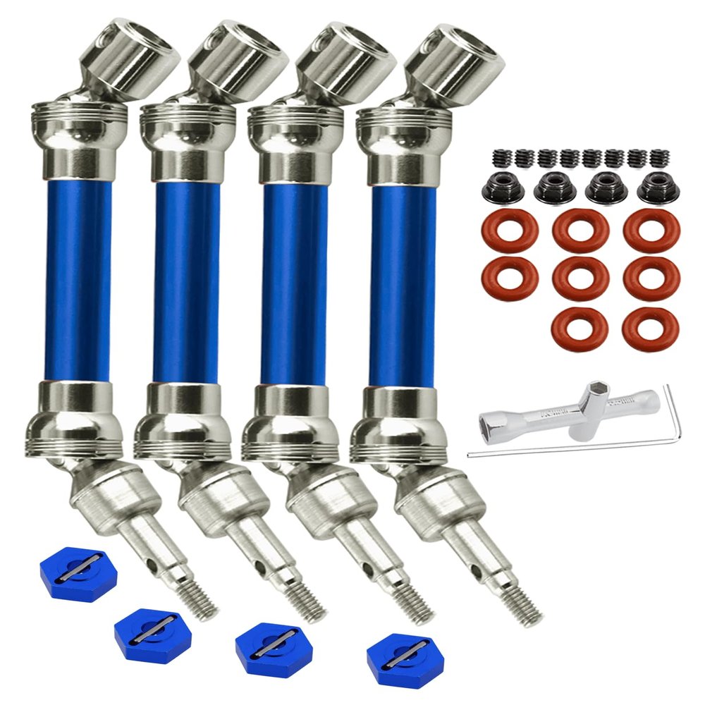 Rcarmumb CVD Drive Shaft Upgrades for 1/10 Senton Granite 3s Blx&Mega550,Vortek 3s Blx,Big rock v2,4Pcs Front Rear Harden Steel #45 Driveshaft Parts Hop Up, #ARAC4041, (More Powerful),Navy blue