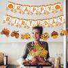 Autumn Birthday Party Decorations,Pumpkin Maple Sunflower Turkey Harvest Farm party supplies Favors,Fall Happy Birthday Banner,Thanksgiving Party Banner,Autumn Party Cake Topper view 2