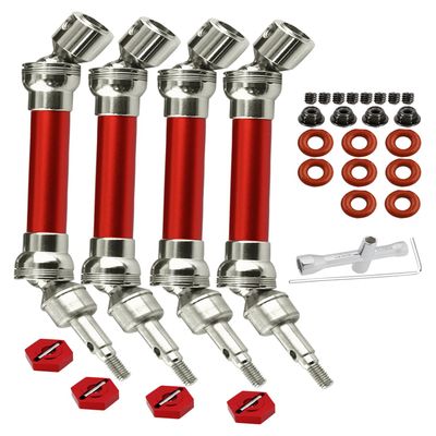 Rcarmumb CVD Drive Shaft Axles Upgrades for 1/10 Granite Senton 3s Blx&Mega550,Vortek 3s Blx,Big Rock v2,4Pcs Front Rear Harden Steel #45 Driveshaft Parts Hop Up, #ARAC4041, (More Powerful),Red