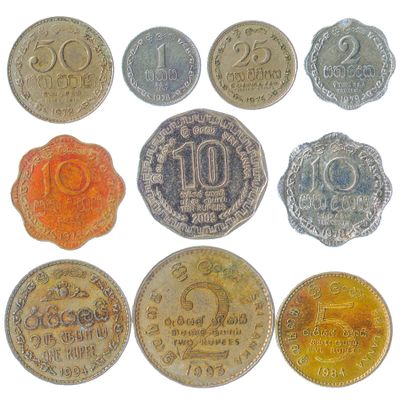 Sri Lanka 10 Mixed Coins | Cents | Rupees | Democratic Socialist Republic Since 1975
