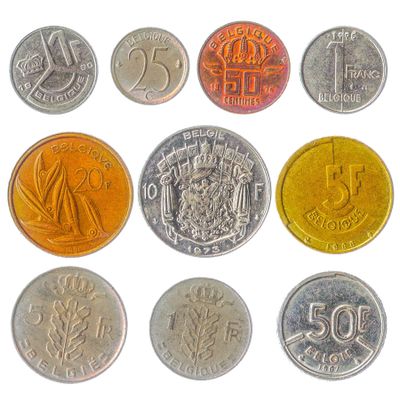 Belgium 10 Mixed Coins | Centimes | Francs | Old Belgian Currency Before Euro | 1948-2001