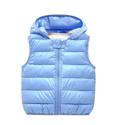 Children Kids Toddler Infant Baby Boys Girls Sleeveless Winter Solid Coats Ears Hooded Boys (Light Blue, 3-4 Years)