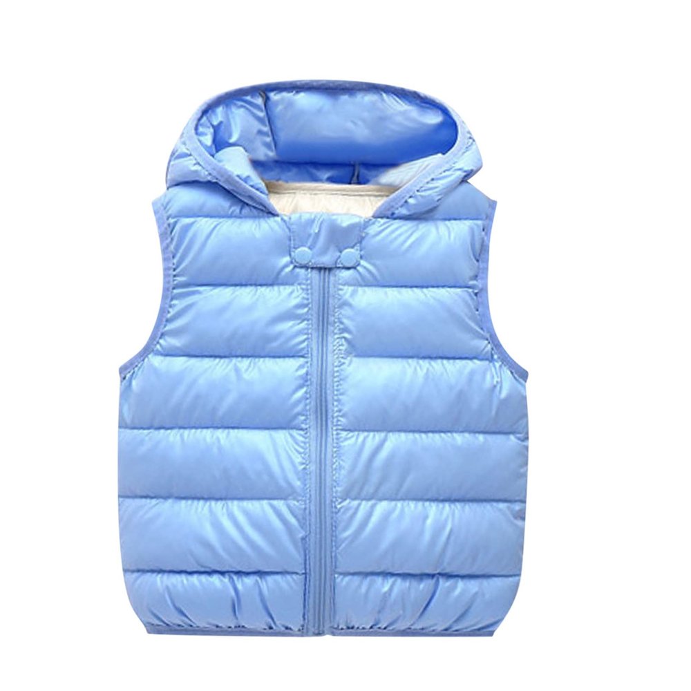 Children Kids Toddler Infant Baby Boys Girls Sleeveless Winter Solid Coats Ears Hooded Boys (Light Blue, 3-4 Years)