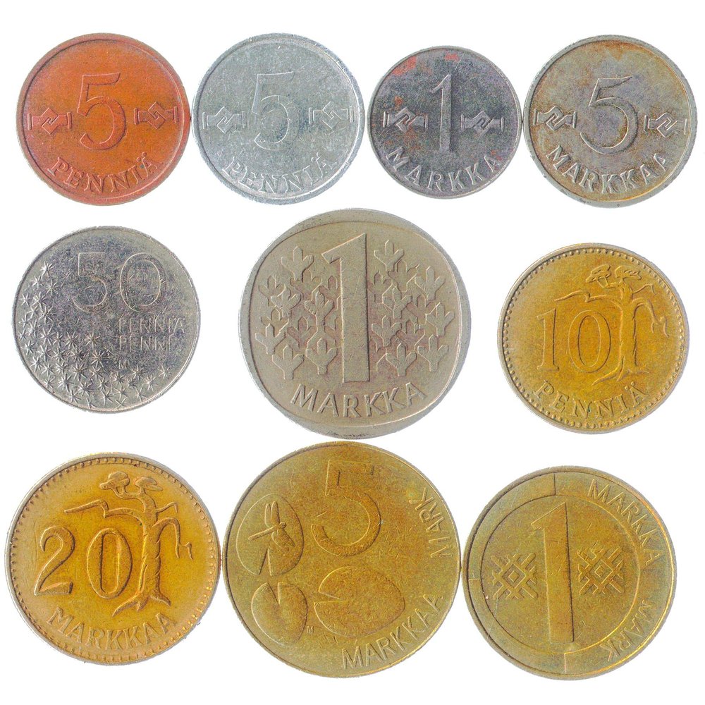 Finland 10 Mixed Coins | Finnish Currency | Suomi Money Collection | Penni | Pennia | Markkaa | 1963-2001