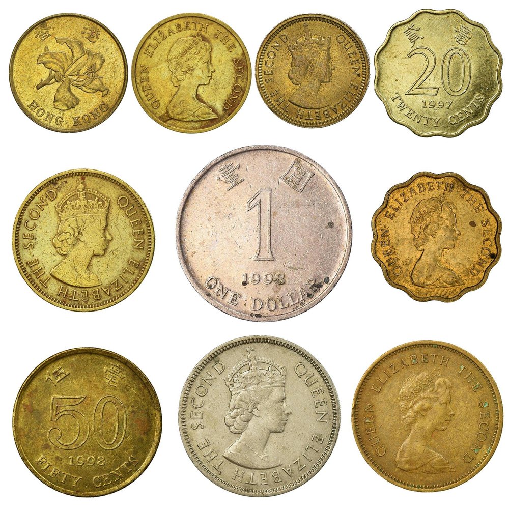 Hong Kong 10 Mixed Coins | Cents | Dollars | Hong Kongese Money | Special Administrative Region of The People's Republic of China | Since 1955