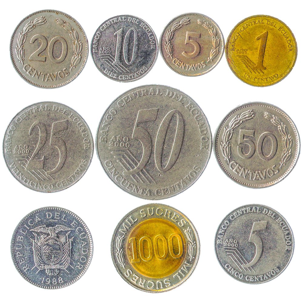 Ecuador 10 Mixed Coins | Centavos | Cucres | Ecuadorian Currency | Since 1964