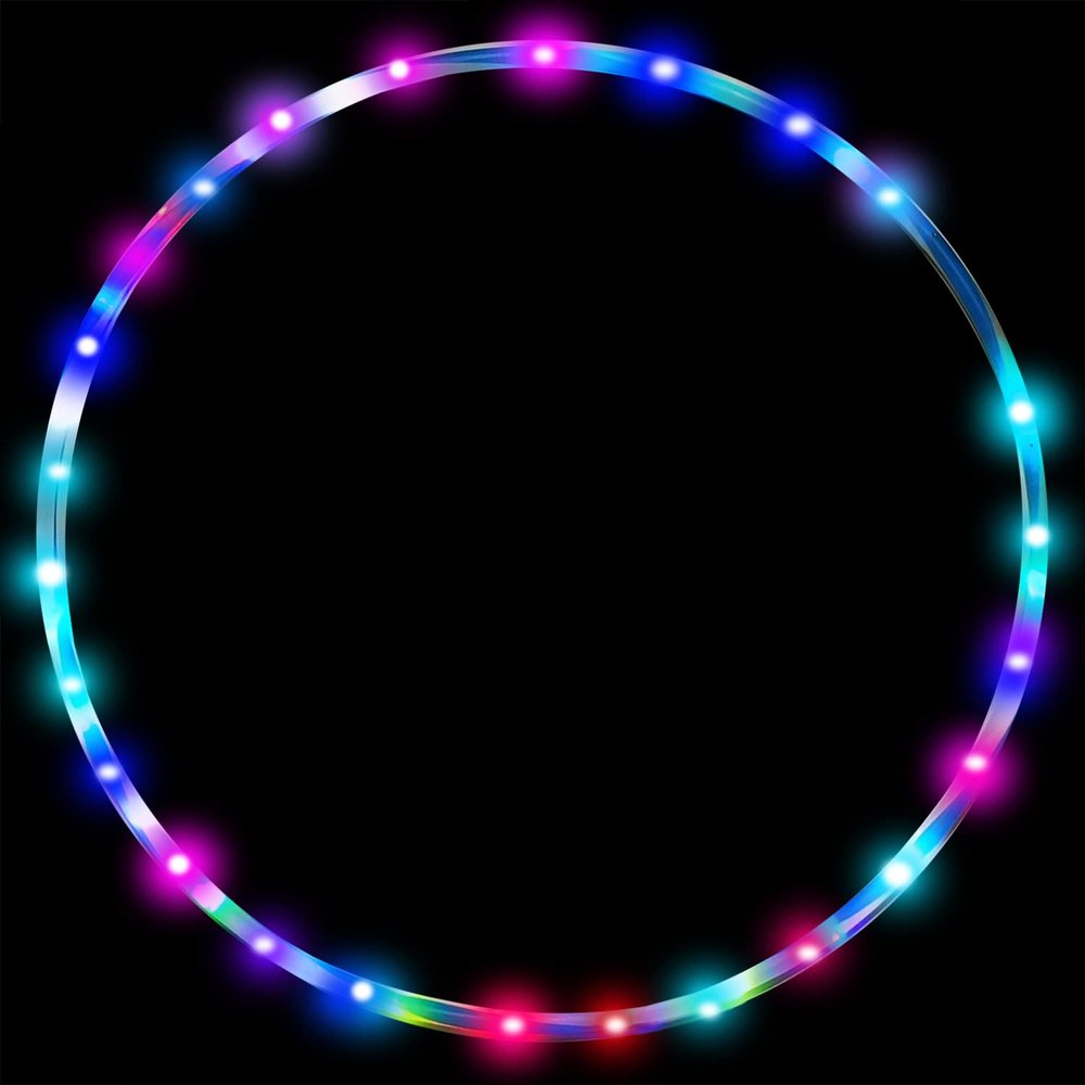 LED Fitness Hoop 24 in, Light Up Hoop for Kids, 10 Color Auto Strobing and Changing, 60cm Hoop Fitness Equipment Weight Loss Collapsible(2 AA Batteries are Needed. Not Included)