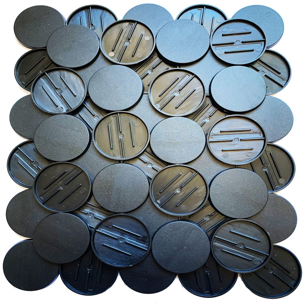 Big Packs 1000, 2000 or 5000 40mm Flat Multi-Purpose Bases for Miniatures (roughly 1.5") - Black Plastic (5000 Bases)