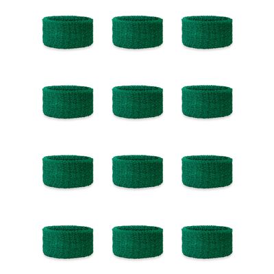 Couver Kids Children 2 Inch - Green Cotton Terry Cloth Wristband for School, Church, YMCA Activities or evens(6 Pairs)