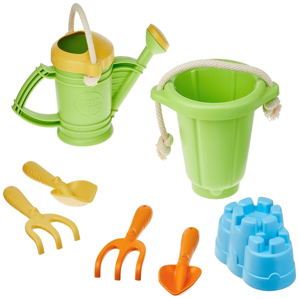 Sand Play Set Green and Watering Can Green Bundle