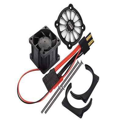 GPM 9PC Set Upgrades Aluminum 6061-T6 Motor Heatsink with Cooling Fan Only Use with SLE038A for 1/8 4WD Sledge Monster Truck (95076-4) RC Cars (Black)