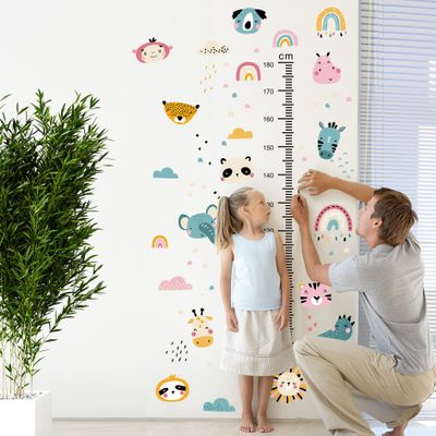 DRWSSR Kids Measuring Height Wall Decals Cute Cartoon Animal Stickers DIY Removable Peel and Stick Kids Room Wall Decoration for Boys and Girls Bedroom Nursey Classroom Playroom Decal
