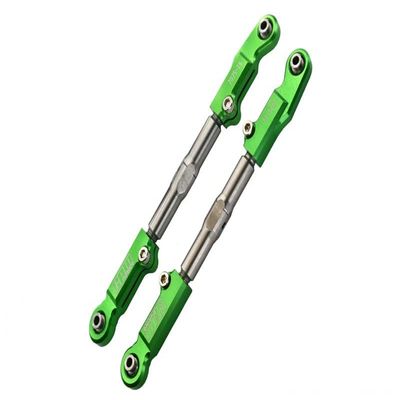 GPM 6PC Set Upgrades Aluminum 7075-T6+Stainless Steel Adjustable Front Steering Tie Rod for 1/8 4WD Sledge Monster Truck (95076-4) RC Cars (Green)