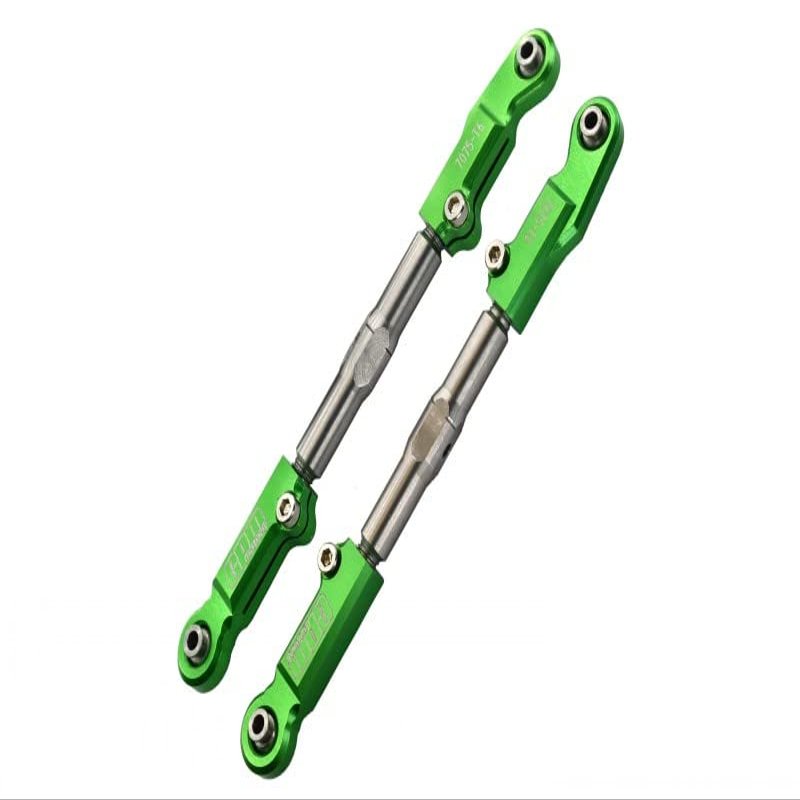 GPM 6PC Set Upgrades Aluminum 7075-T6+Stainless Steel Adjustable Front Steering Tie Rod for 1/8 4WD Sledge Monster Truck (95076-4) RC Cars (Green)