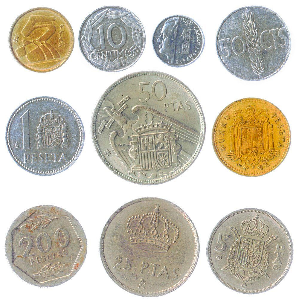 Spain 10 Mixed Coins | Centimos | Pesetas | Espana | Juan Carlos I | Dictator Francisco Franco | Before Euro Spanish Currency | 1939-2001