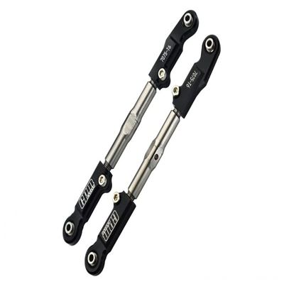 GPM 6PC Set Upgrades Aluminum 7075-T6+Stainless Steel Adjustable Front Steering Tie Rod for 1/8 4WD Sledge Monster Truck (95076-4) RC Cars (Black)