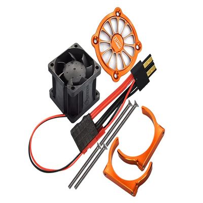 GPM 9PC Set Upgrades Aluminum 6061-T6 Motor Heatsink with Cooling Fan Only Use with SLE038A for 1/8 4WD Sledge Monster Truck (95076-4) RC Cars (Orange)