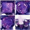 Galaxy Party Supplies,Includes Space Galaxy Birthday Backdrop, Plates, Napkins, Cups ,Tablecloth, Balloons,Foil Balloons, for 20 Guests Galaxy Outer Space Theme Birthday Party Decoration view 2