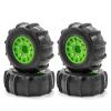 GoolRC RC Paddle Tires, 4PCS Off Road Snow Sand Rubber Tires Hex 12mm Wheels Replacement for 1/10 Short-Course Truck 727 Slash K1 RC Car (Green) view 1