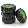 GoolRC RC Paddle Tires, 4PCS Off Road Snow Sand Rubber Tires Hex 12mm Wheels Replacement for 1/10 Short-Course Truck 727 Slash K1 RC Car (Green) view 3