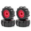 GoolRC RC Paddle Tires, 4PCS Off Road Snow Sand Rubber Tires Hex 12mm Wheels Replacement for 1/10 Short-Course Truck 727 Slash K1 RC Car (Red) view 1