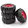 GoolRC RC Paddle Tires, 4PCS Off Road Snow Sand Rubber Tires Hex 12mm Wheels Replacement for 1/10 Short-Course Truck 727 Slash K1 RC Car (Red) view 3