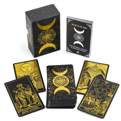 Prophet Gold Foil Tarot Cards Deck,78 Original Cards Fortune Telling Game with Guide Book for Beginners,Tarot Cards Standard Size4.75" x 2.76" (Black/Gold)