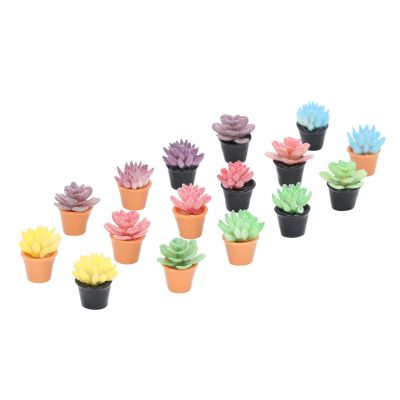 Dollhouse Potted Plants, 1:12 Scale Resin 16 Pieces Dollhouse for Decor