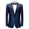 Men Floral Dress Suit Jacket Stylish Lapel Luxury Dinner Party Blazer Slim Fit Printed Wedding Sport Coat Tuxedo (Blue,Small) view 1