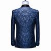 Men Floral Dress Suit Jacket Stylish Lapel Luxury Dinner Party Blazer Slim Fit Printed Wedding Sport Coat Tuxedo (Blue,Small) view 2