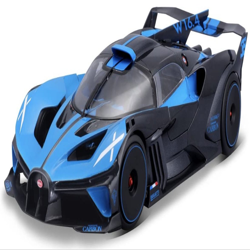 Bburago - 1/18 Scale Model Compatible with Bugatti Bolide W16 8.0 2020 Sports Car Die-Cast Scale Model Replica Miniature (Blue), Kids