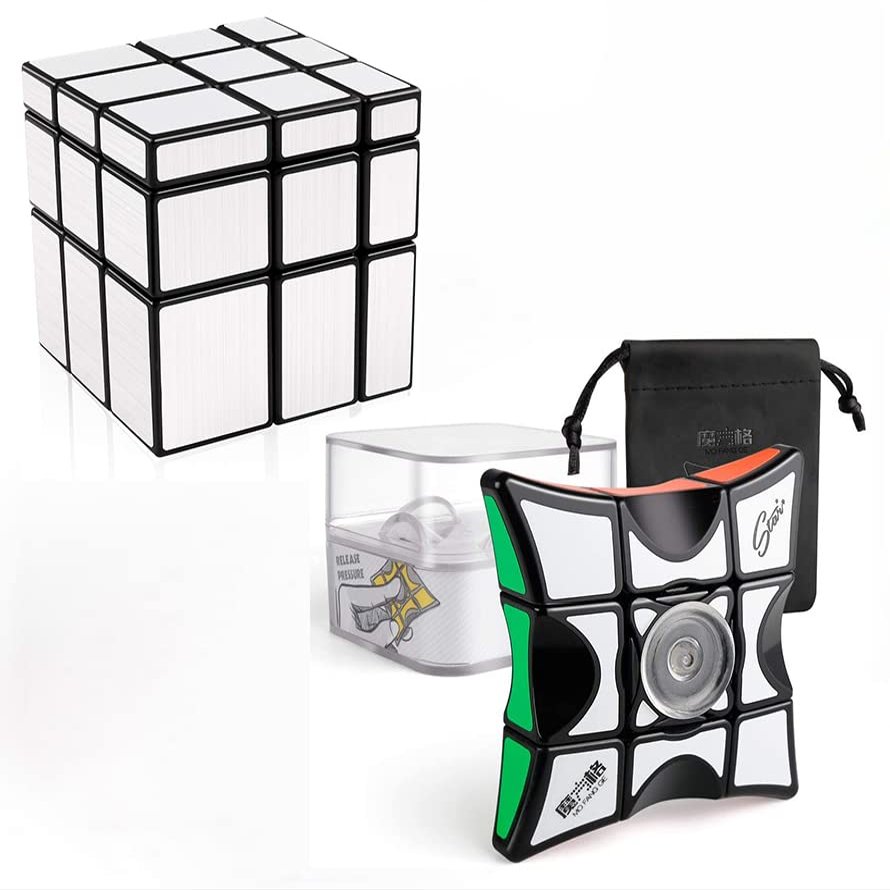 D-FantiX Shengshou Mirror Cube 3x3x3 Speed Cube and Fidget Spinners Cube Anti-Anxiety Fidget Toys for Kids