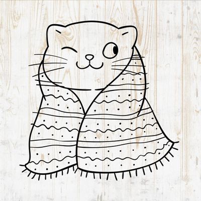 Cute Doodle Cat Wall Decals - Doodle Cat Wall Stickers - Minimalist Kitten Animal Pet Silhouette - Car Window Tumbler Laptop Water Bottle Girls Boys Kids Bedroom Nursery Room Home Decor DWSV12370