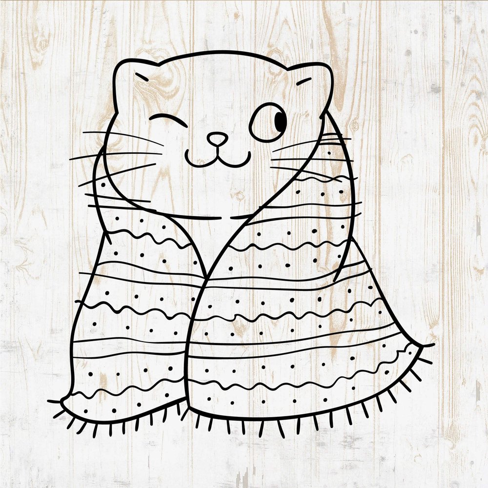 Cute Doodle Cat Wall Decals - Doodle Cat Wall Stickers - Minimalist Kitten Animal Pet Silhouette - Car Window Tumbler Laptop Water Bottle Girls Boys Kids Bedroom Nursery Room Home Decor DWSV12370