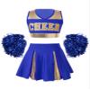 Aislor Girl's Cheer Leader Costume Cheerleading Uniform Fancy Dress Outfit Cosplay Halloween Costume with Pom Poms Blue 14 Years view 1