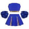 Aislor Girl's Cheer Leader Costume Cheerleading Uniform Fancy Dress Outfit Cosplay Halloween Costume with Pom Poms Blue 14 Years view 2
