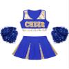Aislor Girl's Cheer Leader Costume Cheerleading Uniform Fancy Dress Outfit Cosplay Halloween Costume with Pom Poms Blue 14 Years view 4
