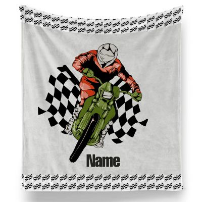 Personalized Motorcycle Baby Blanket for Boys, Custom Name Throw Blanket for Kids Teens Child, Customized Infant Swaddle Wrap, Soft Fleece Flannel Blanket Quilt
