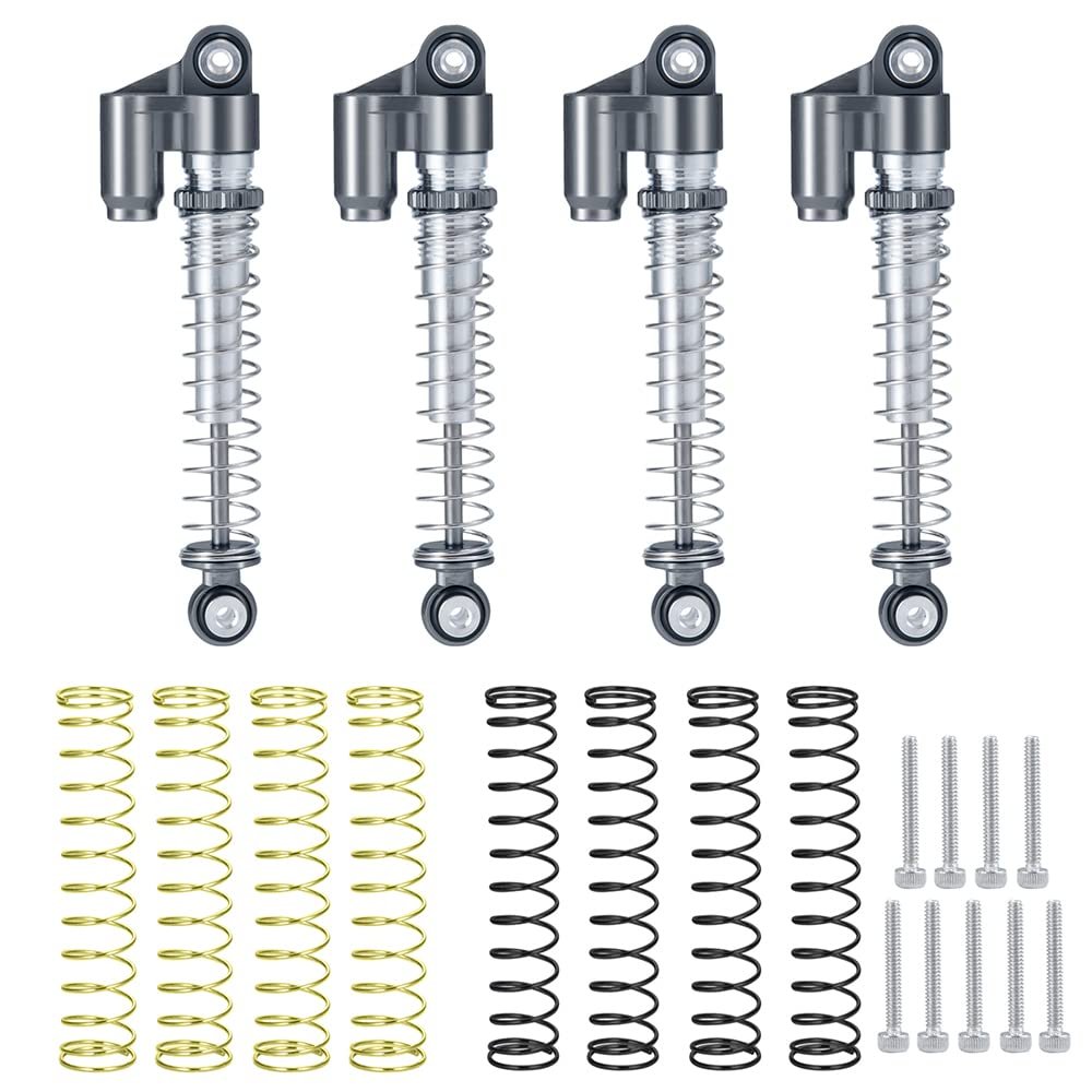 1/24th RC Car Shocks 43mm Aluminum Absorber Damper for All AXIAL SCX24 AXI90081 Deadbolt C10 Gladiator Bronco (Grey)