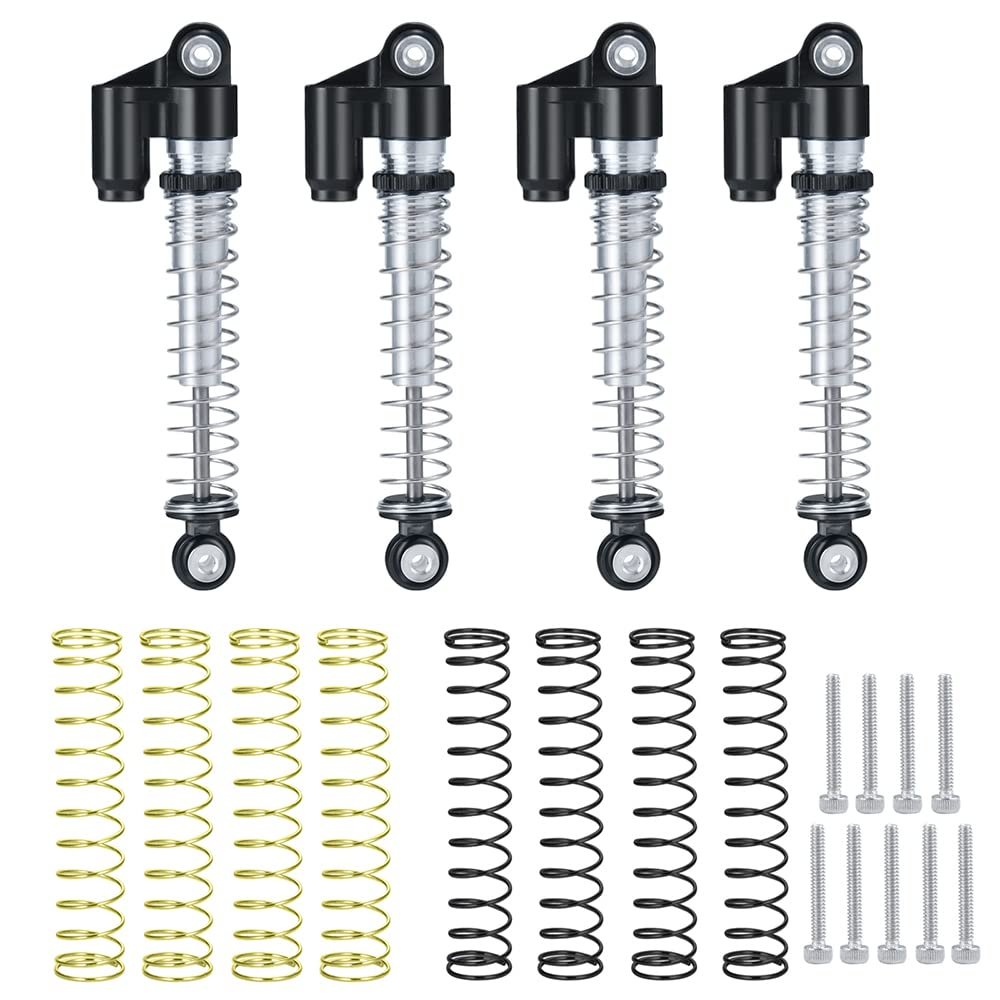 1/24th RC Car Shocks 43mm Aluminum Absorber Damper for All AXIAL SCX24 AXI90081 Deadbolt C10 Gladiator Bronco (Black)